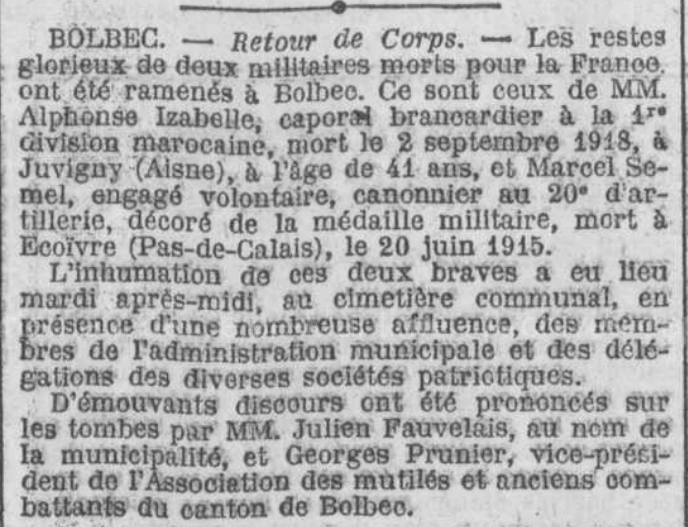 19220302 inhumation izabelle et semel